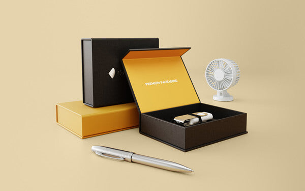 Hochwertige Klappbox mit Magnetverschluss, ideal für die Präsentation von Geschenken.